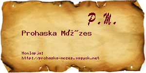 Prohaska Mózes névjegykártya